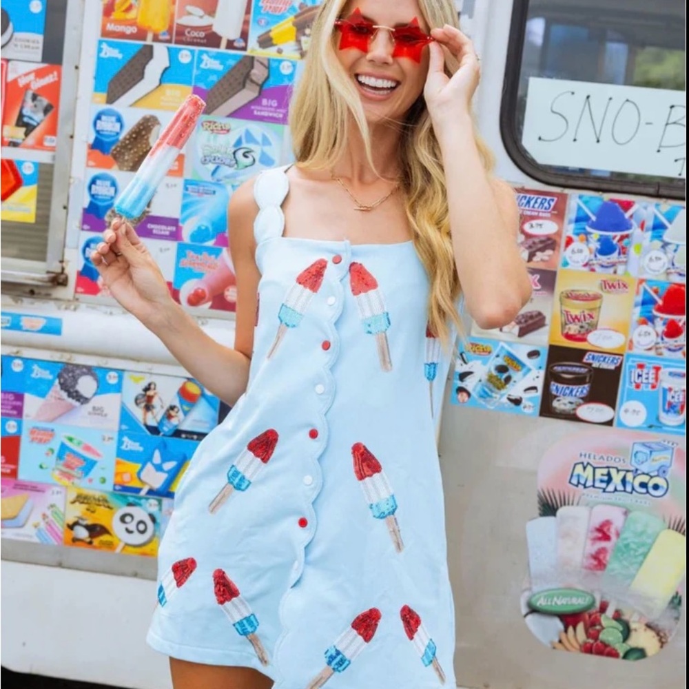 QUEEN OF SPARKLES Light Blue Popsicle Mini Dress - Picture 2 of 4